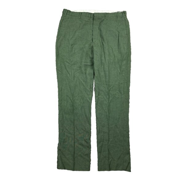 VTG Leisure Suit Slacks Pants Mens 35x30 Green Rayon Straight Leg Talon 70s - Picture 1 of 11